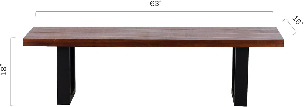 Fab Habitat Aurora 3-Seater Bench - 63" L Large Rustic Industrial Mango ...