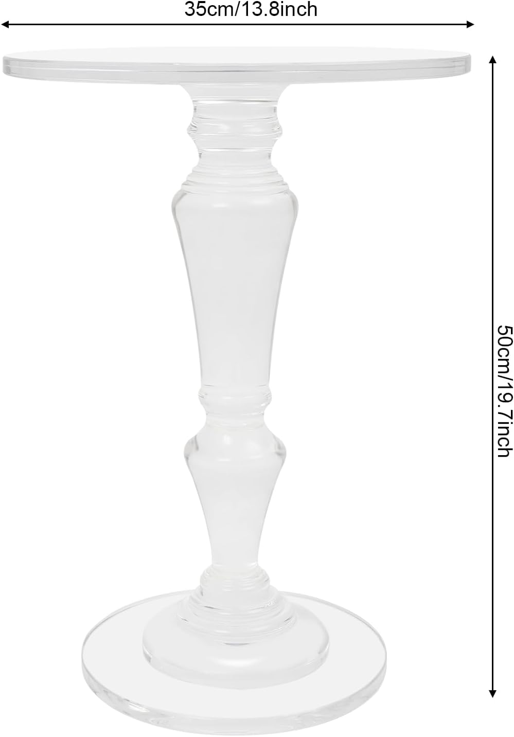 Acrylic End Table Clear Coffee Table with Round Tabletop, Multifuntional Side...