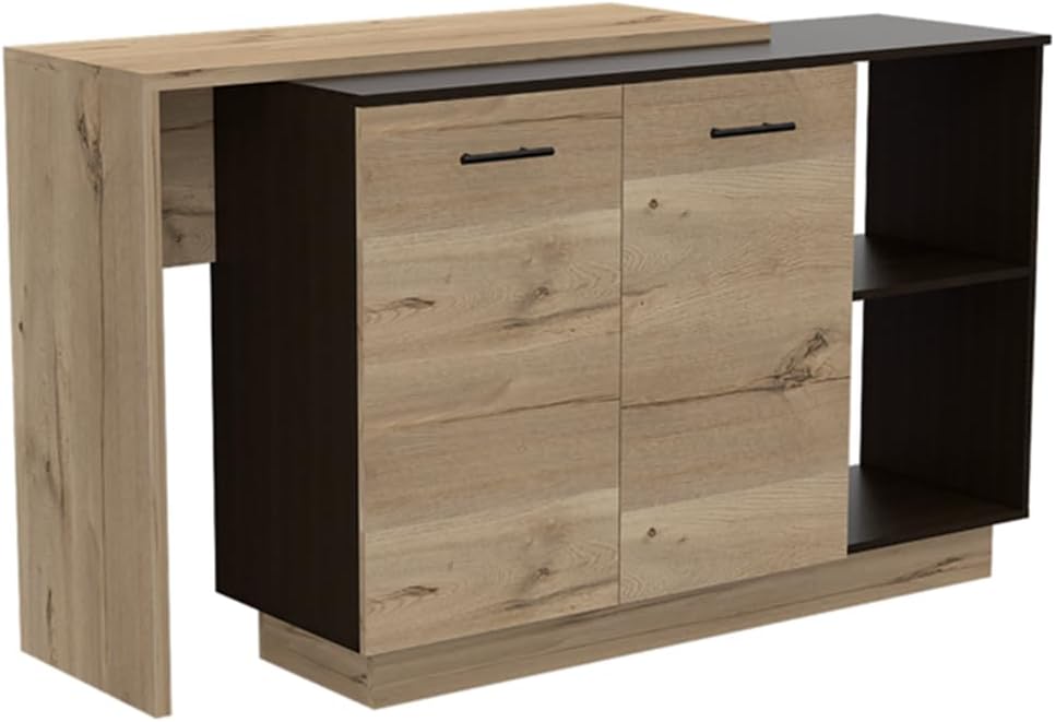 2-Shelf 1-Drawer Kitchen Island Wenge and Light Oak | Includes 5 shelves and ...