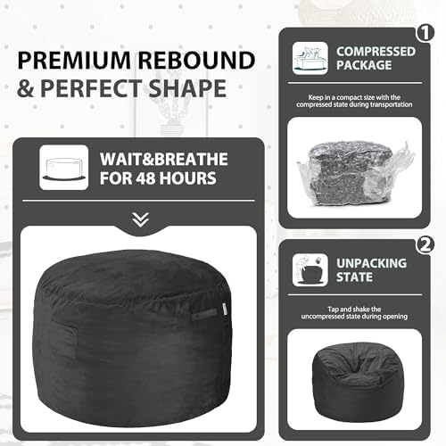 HABUTWAY Bean Bag Chair 3Ft Luxurious Velvet Ultra Soft Fur with High Rebound...
