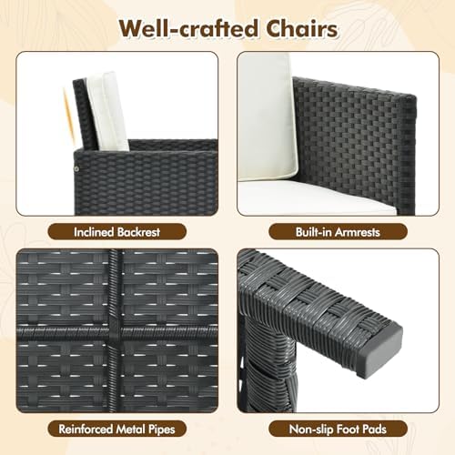 Tangkula 9 Pieces Outdoor Dining Furniture Set, Space-Saving Wicker Rattan Ch...