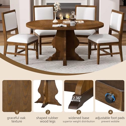 Harper & Bright Designs Farmhouse 5-Piece Dining Table Set with 4 Upholst...