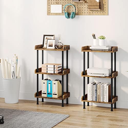 Hosfais Bookshelf Small Book Shelf 3 Tier Wood Bookcase