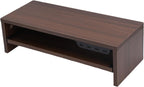 BAFOVY Desktop Monitor Stand Riser with USB Hub and Drawer, 20-Inch Wooden Desk Organizer for Laptop and Computer Screens, 15cm Height Adjustable Solution (Walnut Brown)
