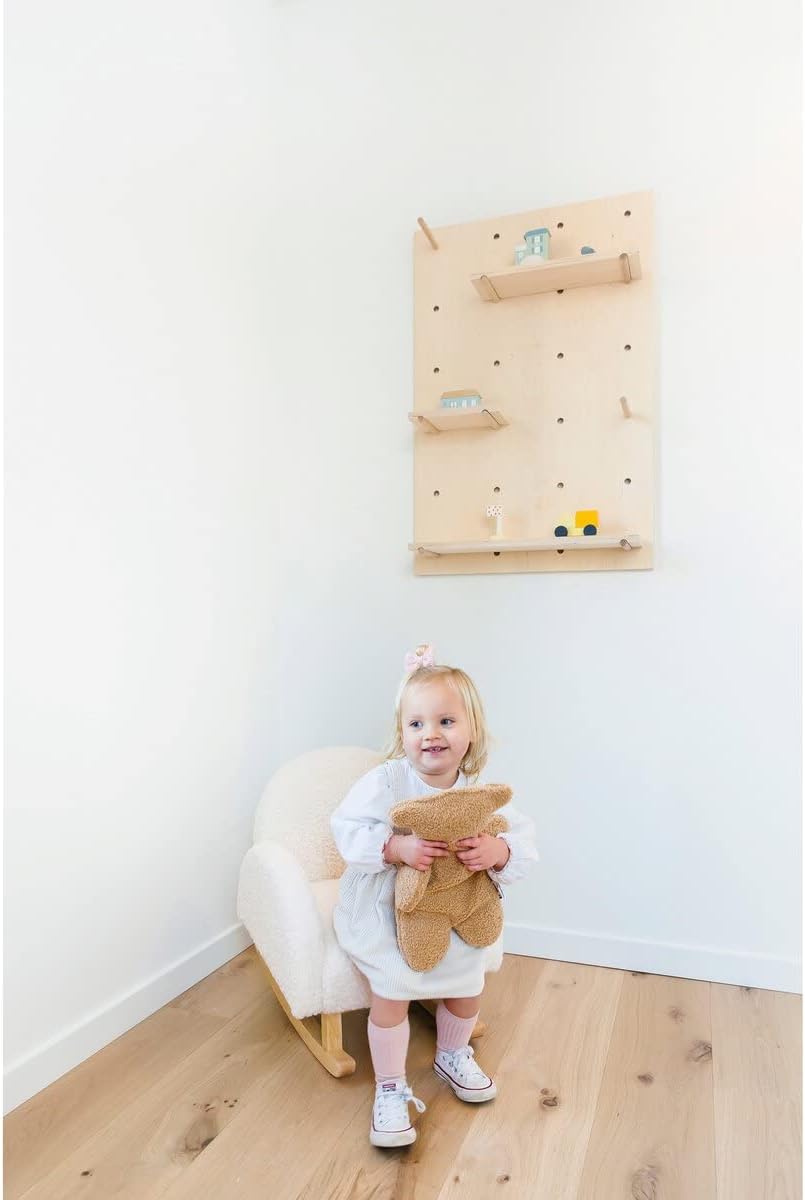 Reatowrol Childhome - Rocking Chair for Children - Super Soft Teddy Fabric, Antique White Natural 52 x 45 x 51 cm, Twin