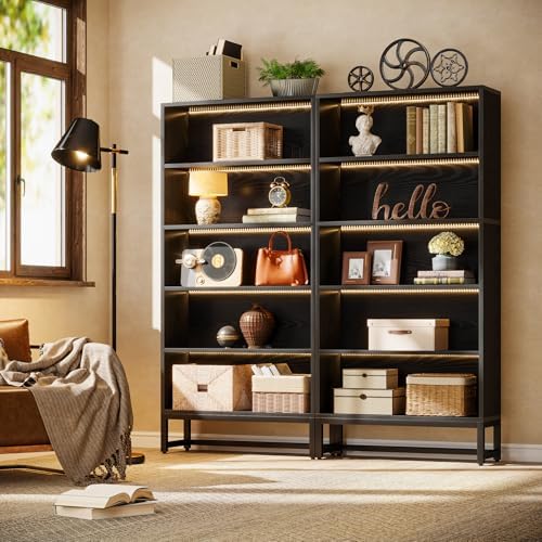 Tribesigns Tall Bookcase Black Bookshelf, 70.8” Large Bookcases Organizer wit...