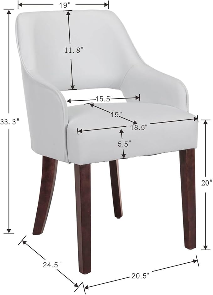 Farmhouse Dining Chairs Set of 2 PU Leather Upholstered Accent Side Chair Wood Kitchen Chairs for Living Room/Dining Room/Bedroom/Restaurant, Upgraded Size, White