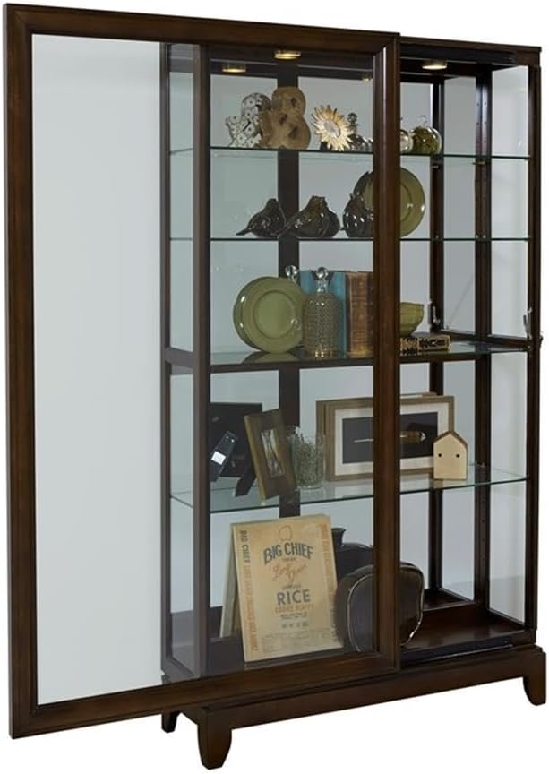 Pulaski Two Way Sliding Door Curio, 46 by 15 by 83-Inch, Chocolate Cherry Finish, Dark Brown