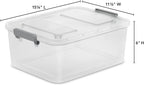 (3 Pack) 12.7 Quart Clear Plastic Modular Storage Containers with Write-On Label Latches - Gray Stackable Organizer Boxes for Home, Office, Closet, Garage & Pantry Organization