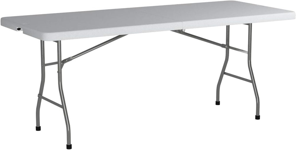 Office Star Resin Rectangle Center-Folding Portable Table for Picnics, Campin...