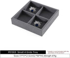 Dark Blue Jewelry Display Tray Ring Necklace Earring Bangle Organizer Multifunctional Storage Case for Jewelry Showcase (Small 4 Grids Tray)