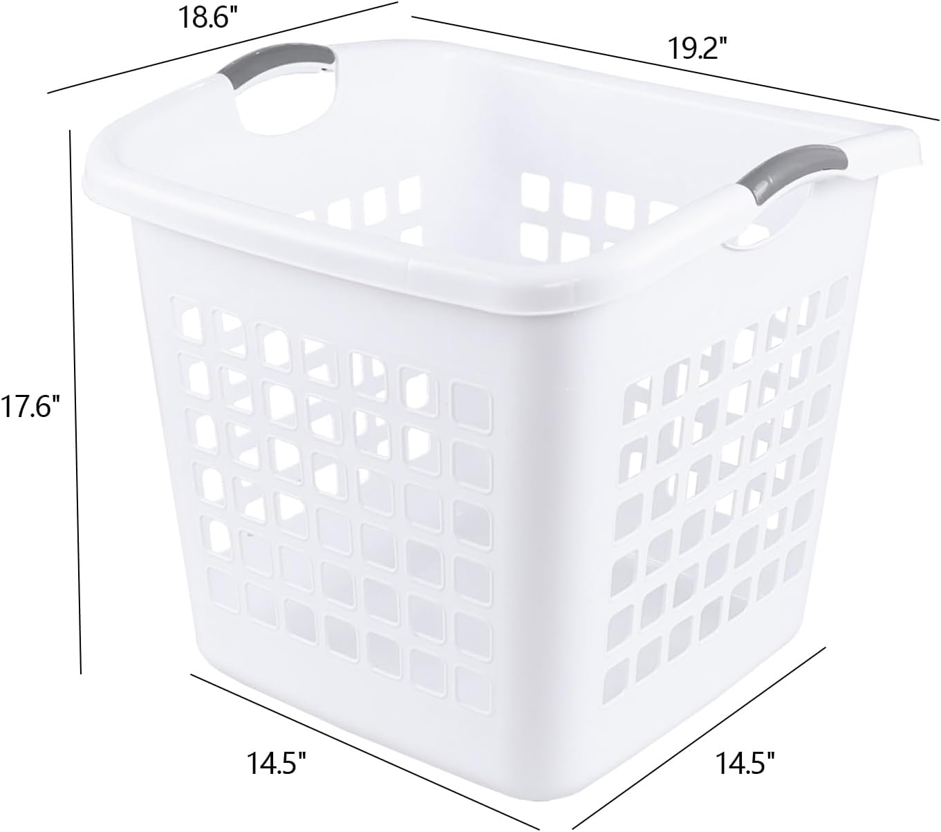 4 Packs 70 Liter Large Laundry Hamper with Handles, Plastic Laundry Clothes Baskets for Storage, White