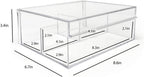 Isaac Jacobs 3-Compartment Clear Acrylic Organizer with Lid (6.7" L x 8.6" W x 3.4" H), Multi-Sectional Tray, Storage Solution for Makeup, School & Office Supplies (1 Large, 2 Medium)