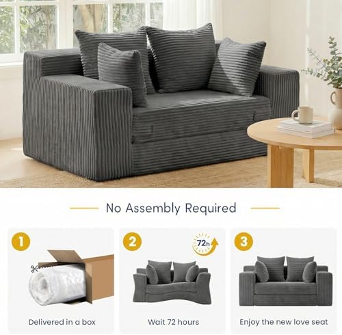 cidludto Couch Loveseat Sleeper, Convertible Sofa Bed Folding Couch Bed Folda...