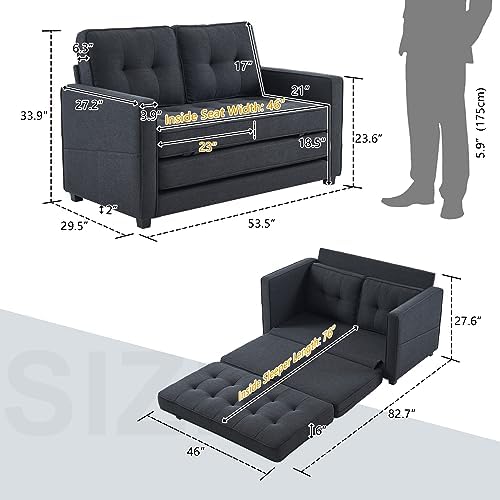 VINGLI Upgraded Loveseat Sleeper, 53.5" W 83" L Convertible Sofa Be...