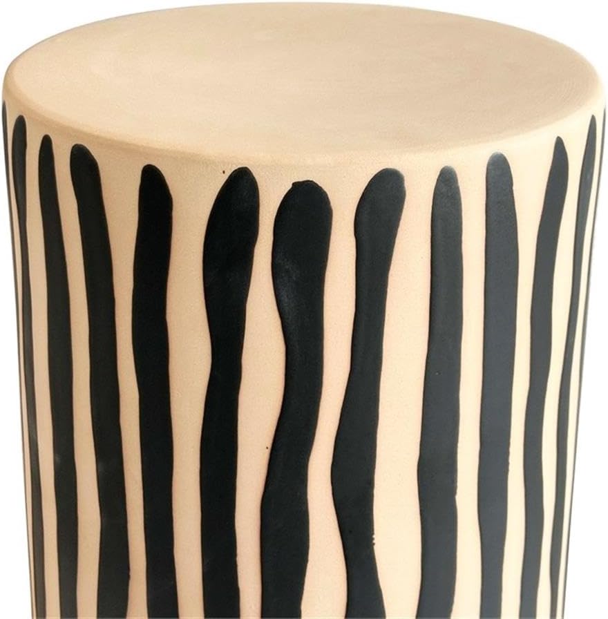 Pemberly Row Contemporary Ceramic Accent Table, Black Stripes, 13 in x 13 in ...