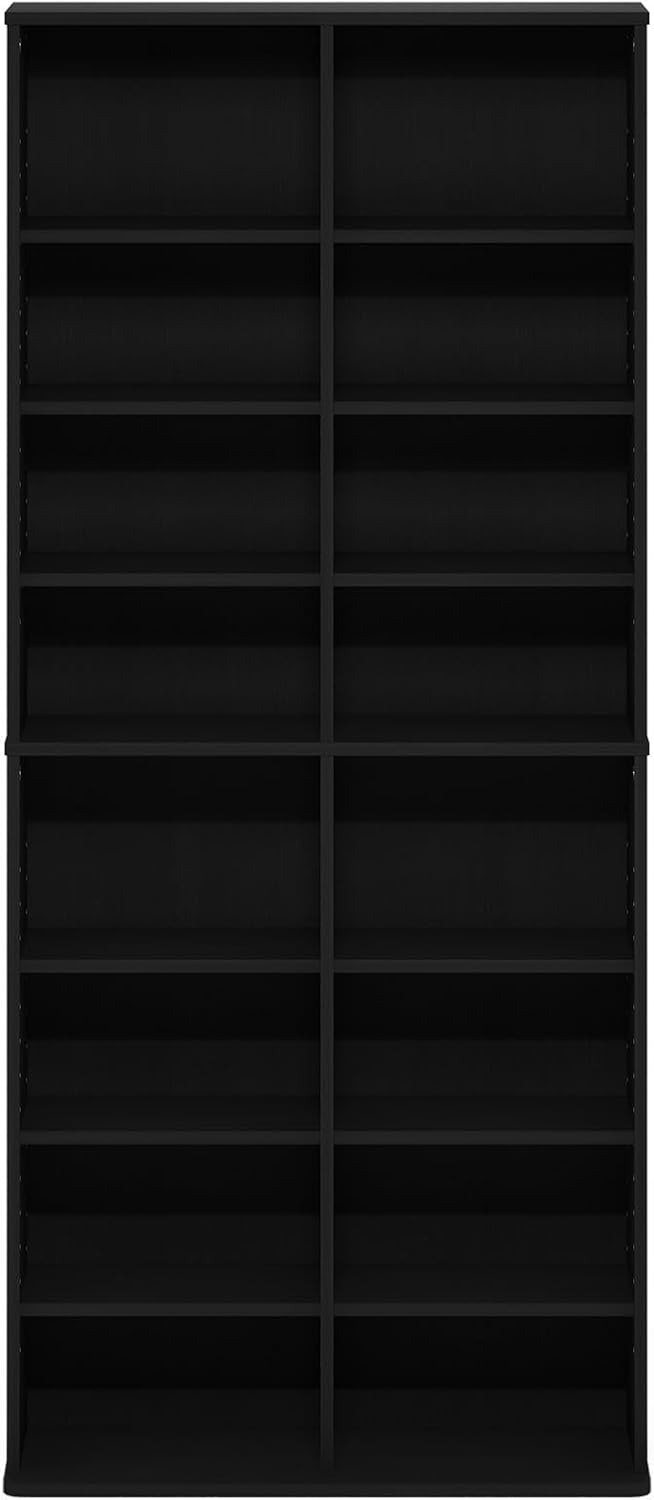 Furinno Jaya DVD Shelf, 16-Shelf Wide CD Rack, Media Shelf with Adjustable Sh...
