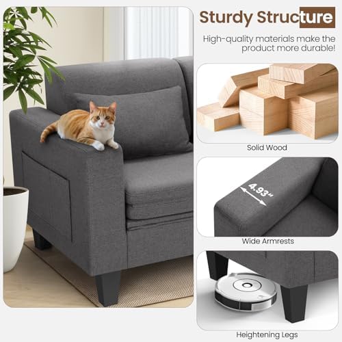 SEJOV 6-in-1 Convertible Sofa Bed, 58" Loveseat Sleeper Sofas, Gray | Pu...