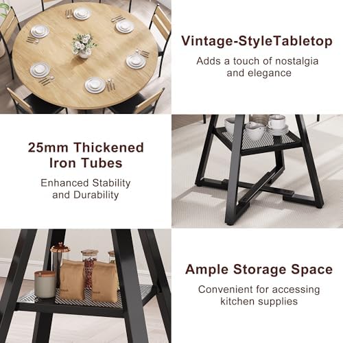 Jocoevol 51'' Round Dining Table for 6,Kitchen Dining Room Circle Din...