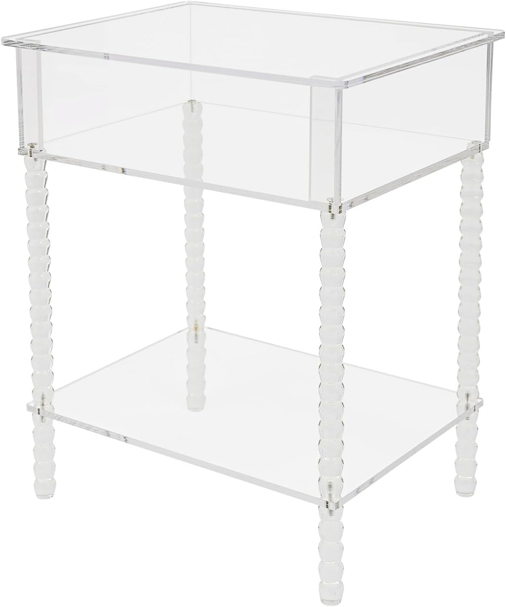 Acrylic Side Table, End Table with Storage, Small Bedside Table Accent Table,...