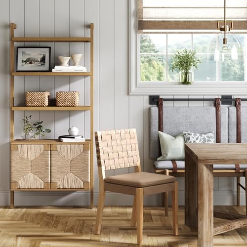 Nathan James Beacon 3-Shelf Solid Wood Bookshelf with Storage Cabinet, Bohemi...