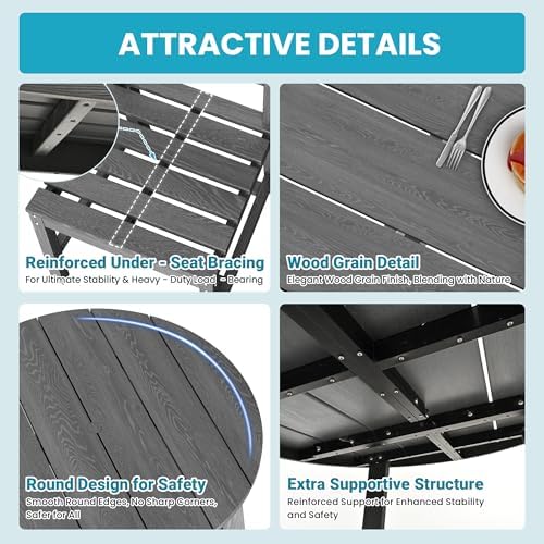 Patio Dining Set, 5-Piece HDPE Outdoor Dining Set for 4, Grey