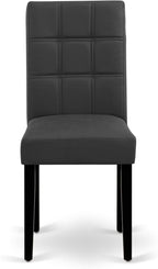 East West Furniture LGAS7-BLK-12 7 Piece Dinner Table Set Contain A Dining Table and 6 Dark Gray Polyester Fabric Person Chairs with Stylish Back- Black Finish