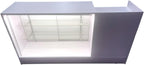 Only Hangers Register Stand with Counter Space and Retail Glass Showcase Display - with LED Lights - 72" (White)