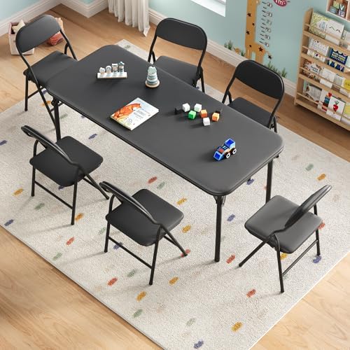 GAOMON 7 Piece Set Folding Table and Chairs Set for Boys and Girls
