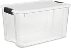 Sterilite 16-Pack Ultra Latching Box, Storage Bins with Lids, Clear Plastic, 70 Quart - Heavy-Duty Organizing Containers for Closet, Bathroom, and Office