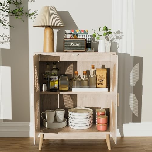 Buffet Cabinet with Storage Sideboard Accent Modern Credenza with Doors &...