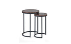 Julian Bowen Tribeca Round Nesting Side Tables, Walnut Effect/Black