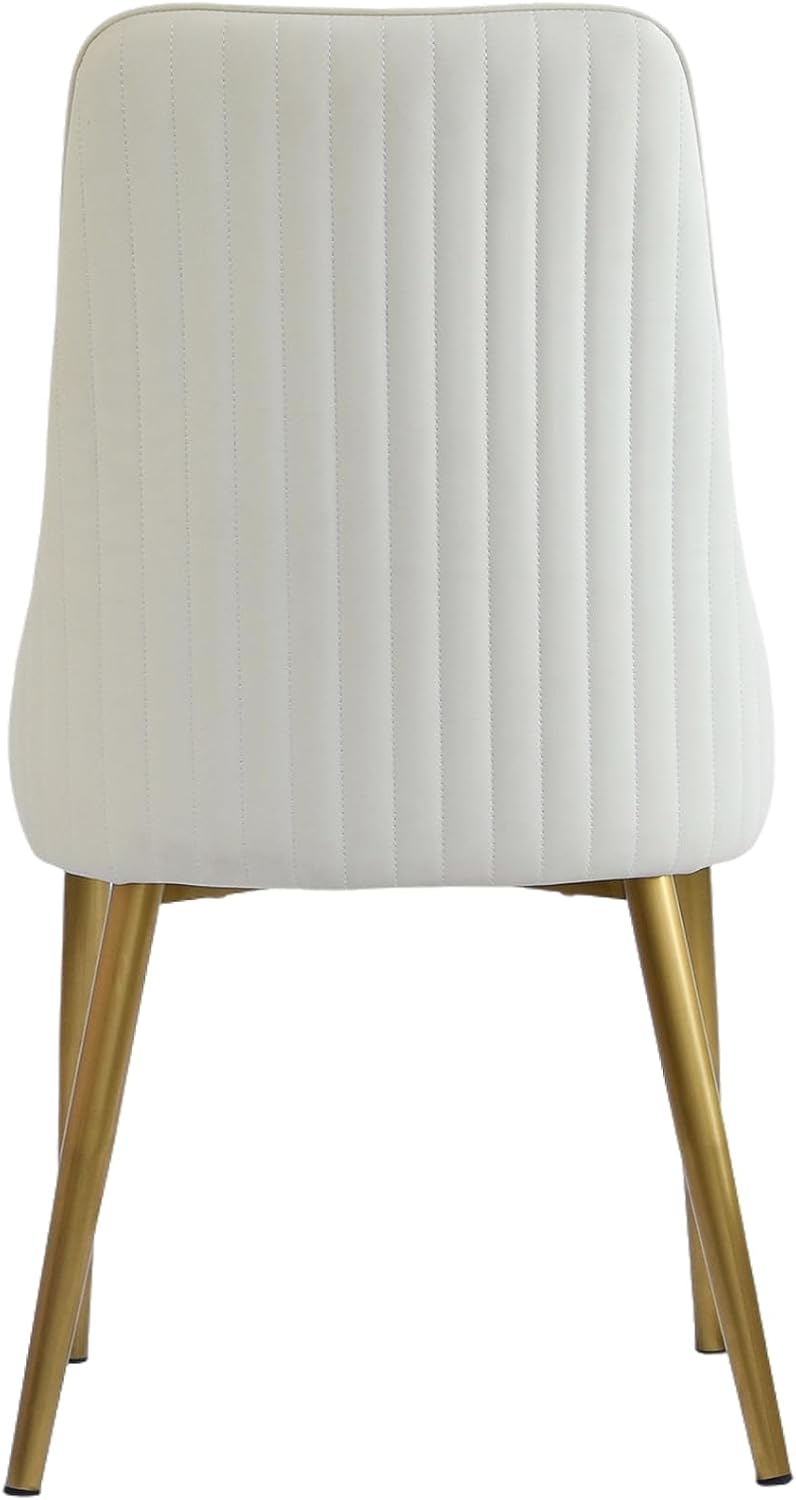 9 Piece Dining Table Chairs Set, Modern Dining Table Set of 8, Includes 59" D Marble Round Table with Beige Cylindric PU Wooden Base, 8 Beige Gold Dining Chairs for Home, Kitchen