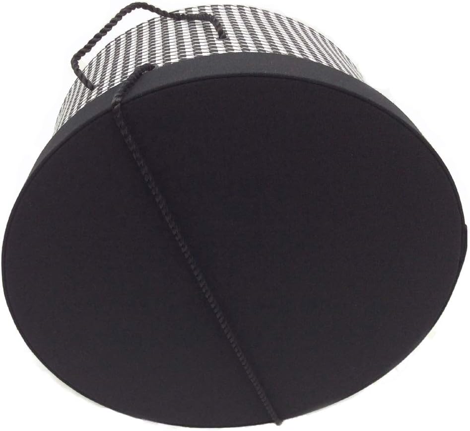 Sarah's Hat Boxes Classic Houndstooth Hat Box – 21.5" x 11.5" (Dia. x Ht.) Handmade in USA – Odorless Non-Toxic Adhesive, Cording Handle – Premium Storage for Hats & Accessories