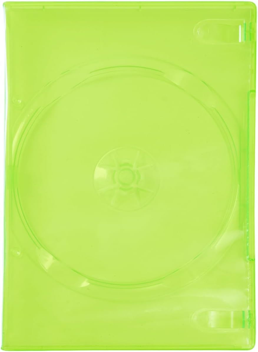 Maxtek 14mm Transparent Green Standard Single Capacity DVD Case with Outter Clear Sleeve Compatible for Xbox Game Discs, 100 Pieces Pack