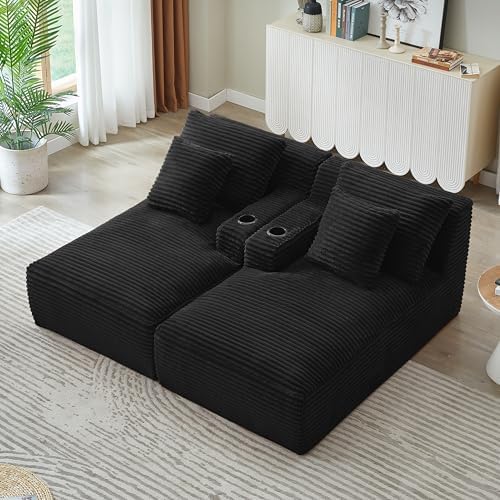 Eafurn Oversized Double Chaise Lounge Indoor with Cup Holders & Side Pock...