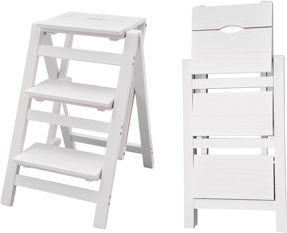 3-Step Ladder Chair Folding Step Stool Chair 22.44" L x 16.33" W x ...