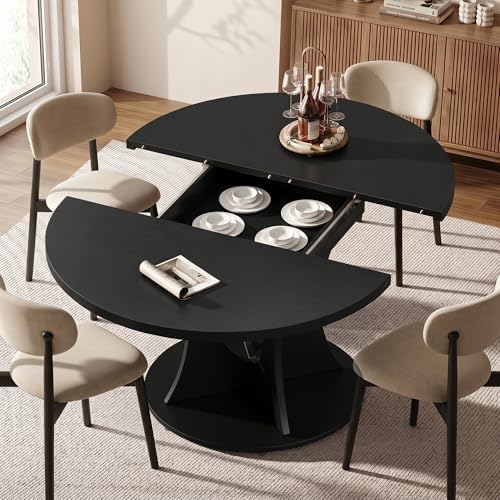 Einhomn 43-59" Extendable Round Dining Table, Kitchen Table for 4-8, Far...