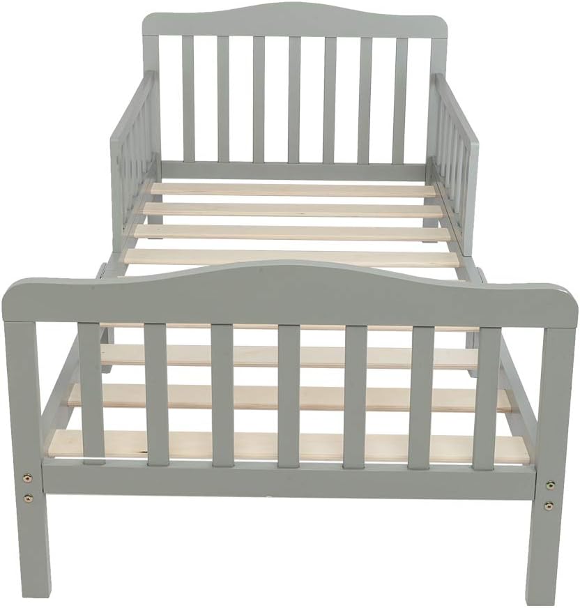 Bed Frame, Grey, Solid Pine Wood, Single Bed