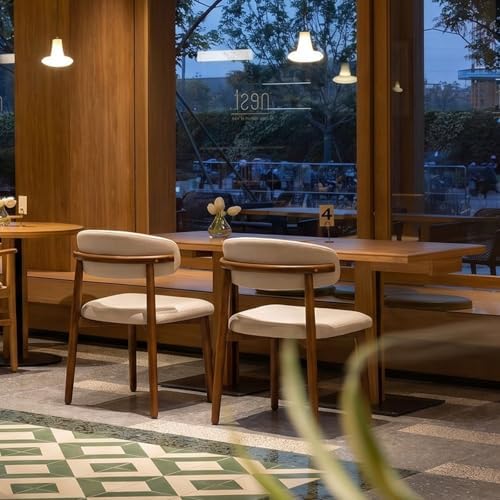 Wooden Dining Chairs Set of 4 Mid Century Modern Upholstered Farmhouse Dining...