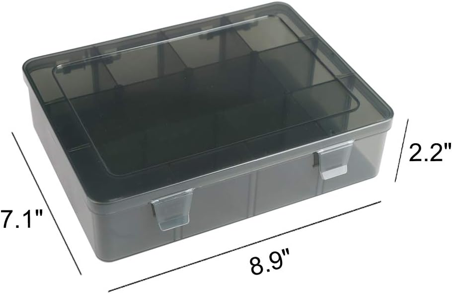 2 Pack Plastic Storage Organizer Box, Storage Container, Jewelry Organizer, Parts Storage Box with Dividers for Crafts, Beads, Buttons, Ornaments, Metal Parts, and More (12 Grids 2 Pack)
