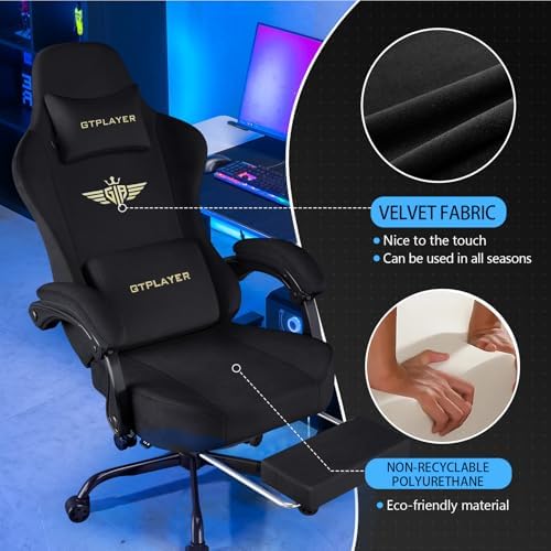 GTPLAYER Gaming Chair Fabric with Pocket Spring Cushion, Big and Tall Gamings...