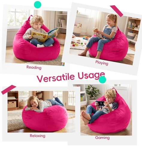 fond + found Small Bean Bag Chairs 2FT Comfy BeanBag Chair Velvet Fabric | Me...