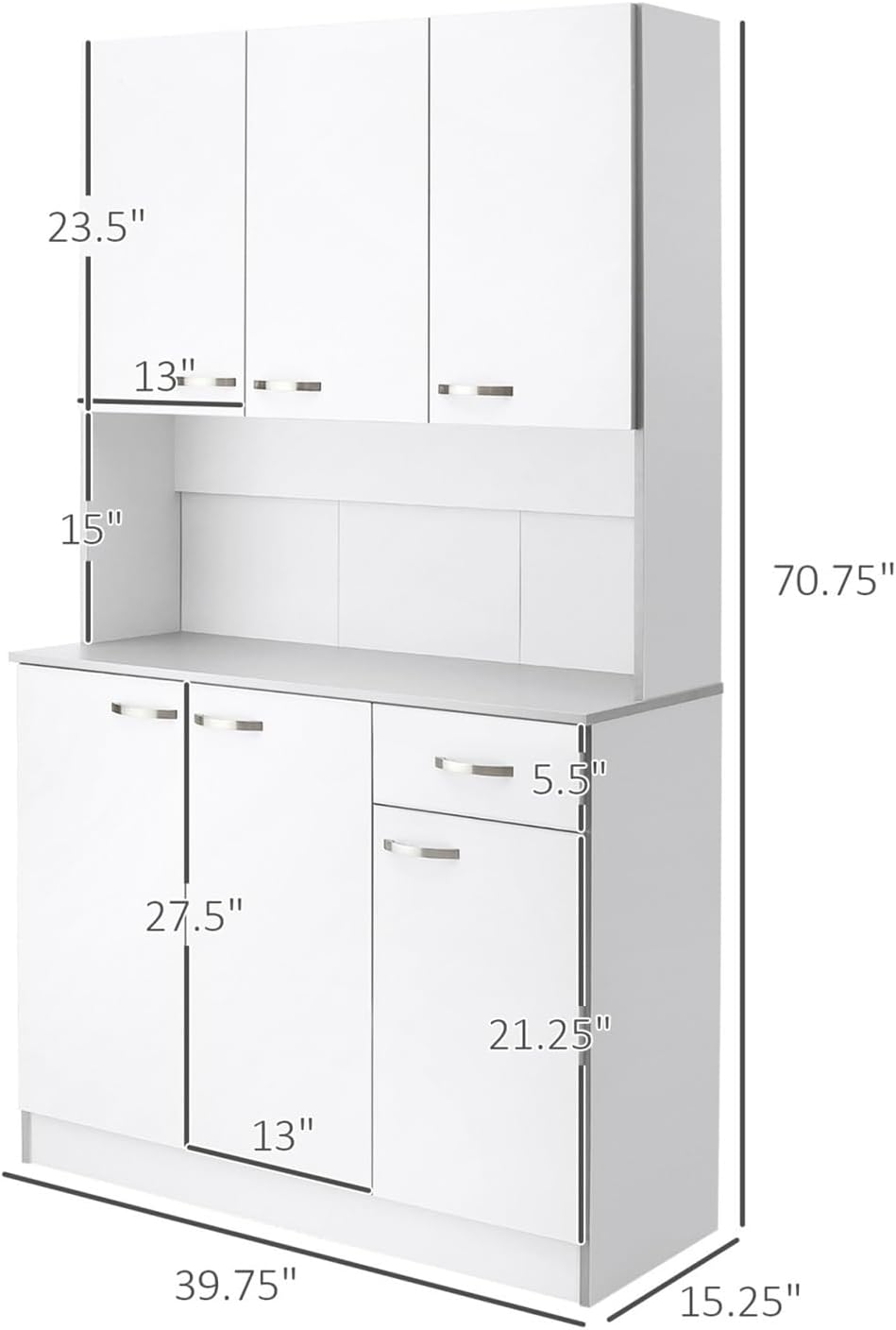 71" Modern Freestanding Kitchen Buffet Hutch with Server and Storage,for...