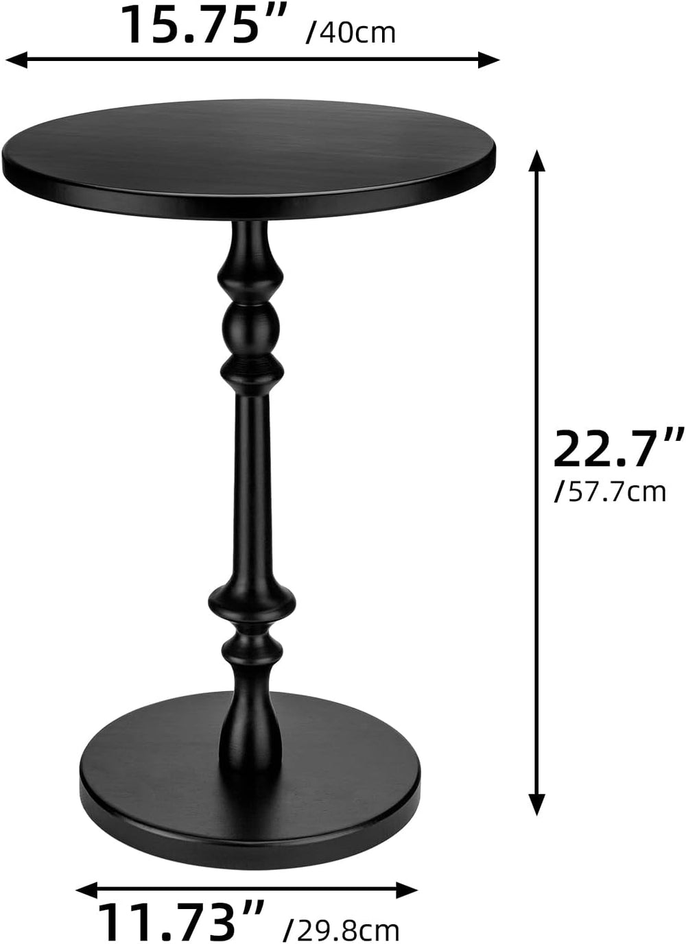 Solid Wood Round Side Table, 15.75" Small Drink Table with Non-Slip Pede...