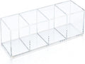 Clear Acrylic 4-Compartment Organizer Box, Small (7.9" × 2.7" × 3.5") – Handcrafted, Eco-Friendly, Minimal Packaging Compact Storage Organizer