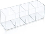 Clear Acrylic 4-Compartment Organizer Box, Large (8.7" × 3.0" × 3.7") – Handcrafted, Eco-Friendly, Minimal Packaging Home Storage Organizer