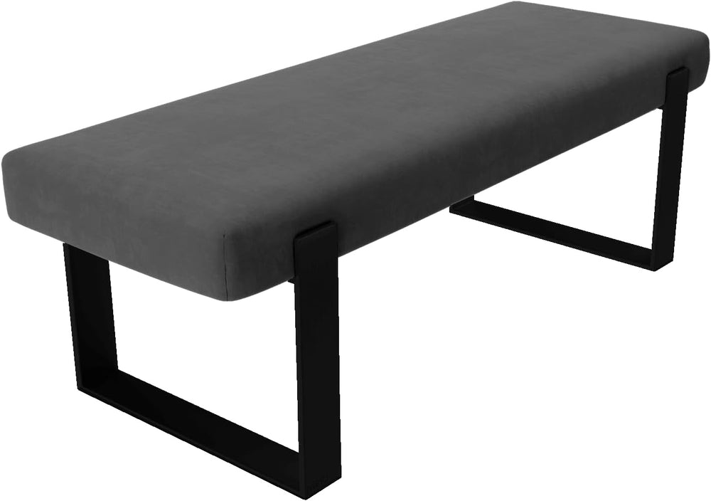 VANT Upholstered Bed Bench - Micro Suede Charcoal Grey - Matte Black - Contem...