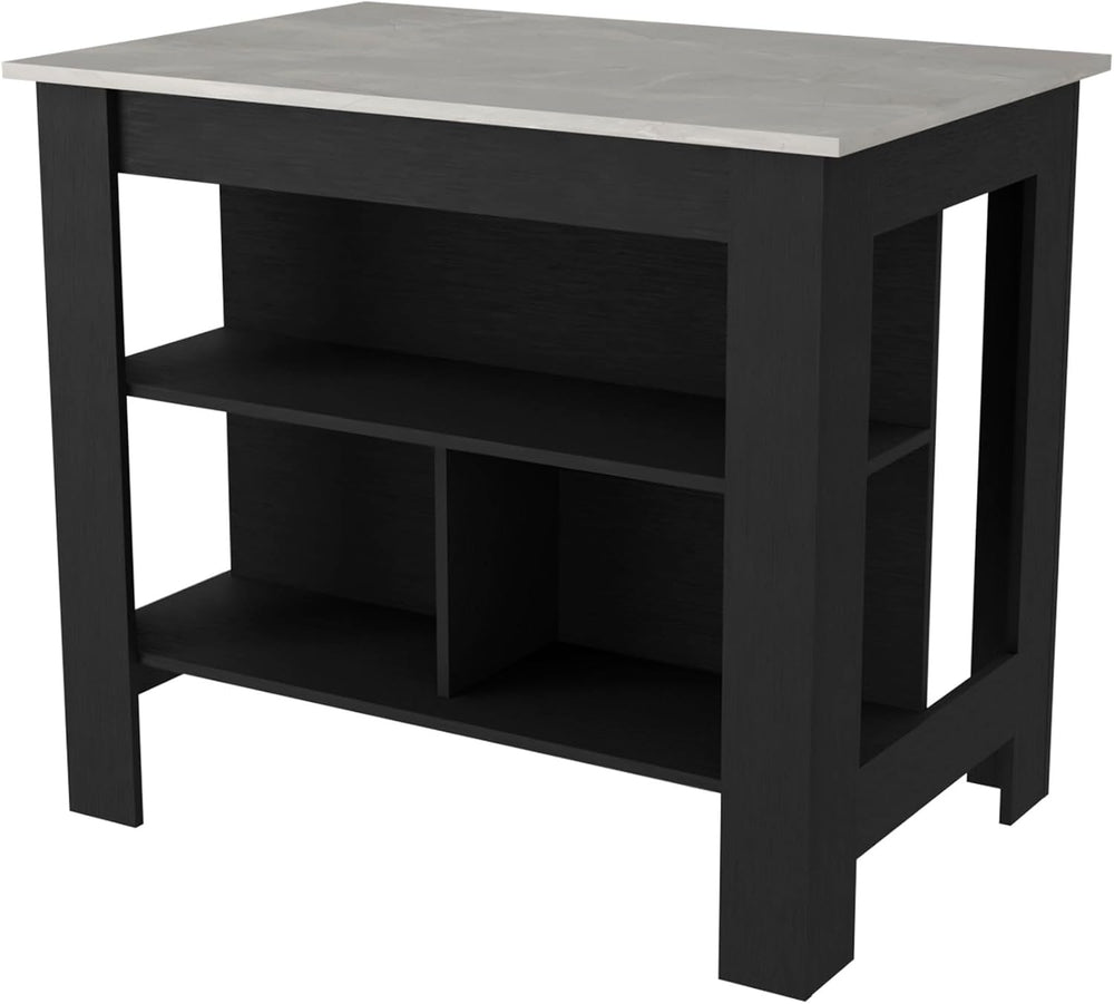 Kitchen Island with Three Concealed Shelves Multicolor | Three concealed stor...