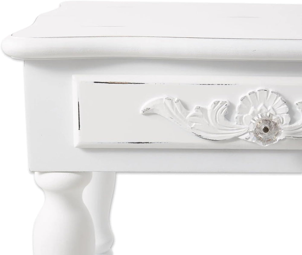 Accent Plus 34353 Carved White Side Table, Multicolor